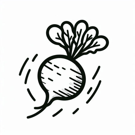 radish doodle icon on white background. vector illustration.