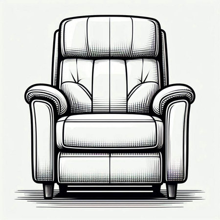 Armchair in retro style. Vector hand drawn illustration in sketch style.の写真素材