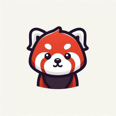 Cute red panda cartoon isolated on white background. Vector illustration.の写真素材