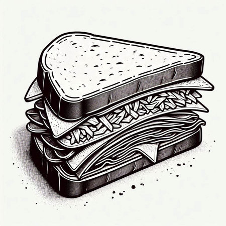 Illustration of a sandwich on a white background. Vector illustration.の写真素材