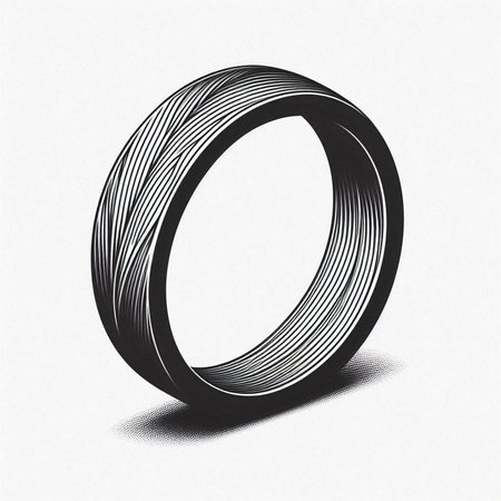 Wedding ring in engraving style. Vector illustration.