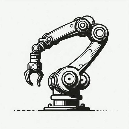 Robotic arm. Vector illustration. Isolated on white background.の写真素材