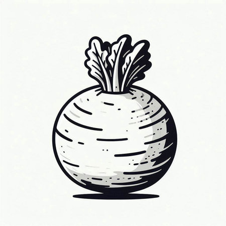 Hand drawn vector illustration of turnip. Isolated on white background.