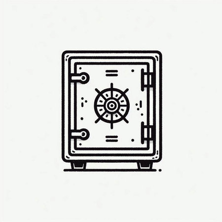 Bank safe vector icon in line art style isolated on white background.の写真素材