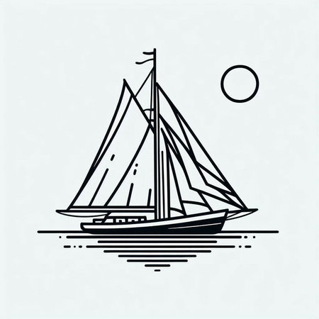 Sailing ship. Vector illustration of a sailboat in the sea.の写真素材