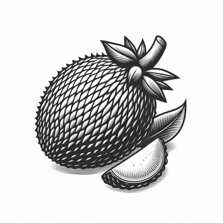 Litchi fruit, sketch for your design. Vector illustration.