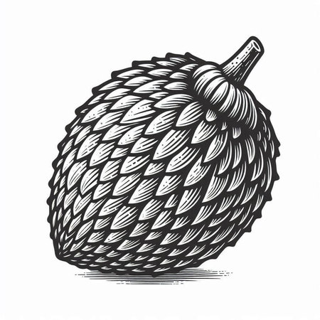 Noni fruit engraving vector illustration. Scratch board style imitation. Black and white hand drawn...