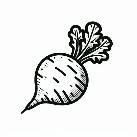 Radish on white background. Hand drawn vector illustration in sketch style.の写真素材