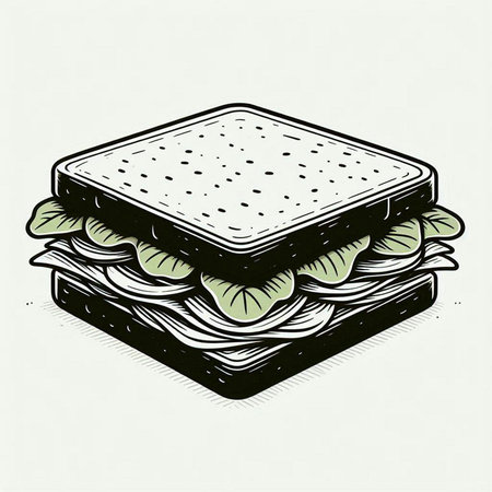 sandwich on white background, vector illustration in vintage engraved style.の写真素材