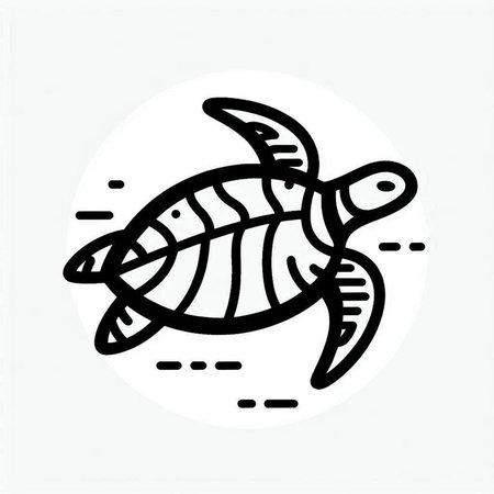 Sea turtle vector icon. Black and white illustration of sea turtle.の写真素材