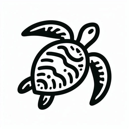 Turtle on white background. Hand drawn vector illustration in doodle style.の写真素材