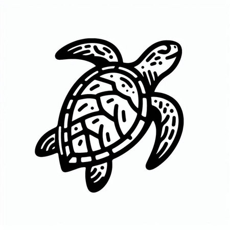 Turtle vector icon. Hand drawn sea turtle isolated on white background.の写真素材