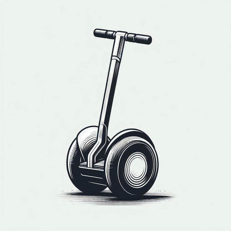 Modern electric scooter. Hand drawn vector illustration isolated on white background.