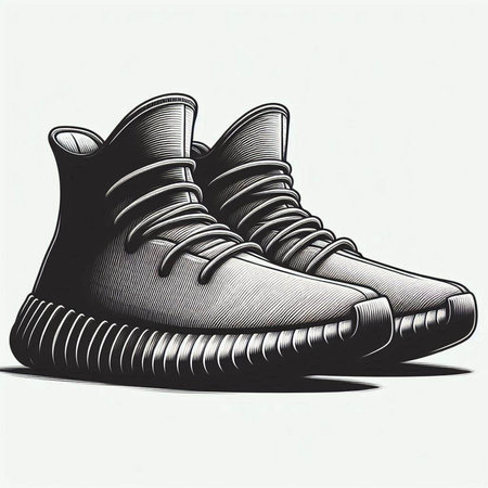 Sneakers isolated on white background. Vector hand drawn illustration.の写真素材