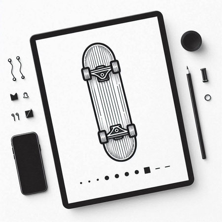 Skateboard line icon, vector illustration, eps 10.