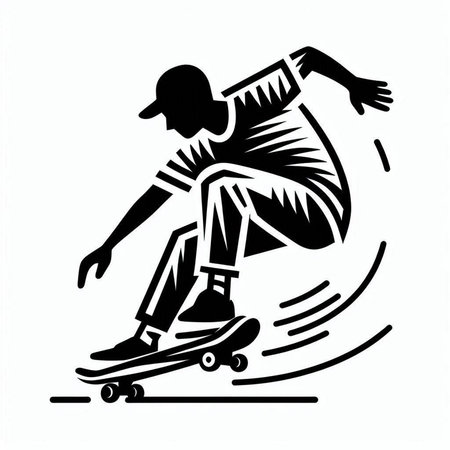 Skateboarder on a white background. Vector illustration of a skateboarder.の写真素材