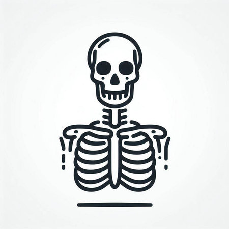 Human skeleton icon. Vector illustration in outline style on white background.