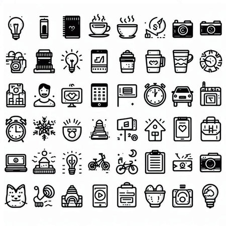 Coffee shop icons set in thin line style. Vector illustrationの写真素材
