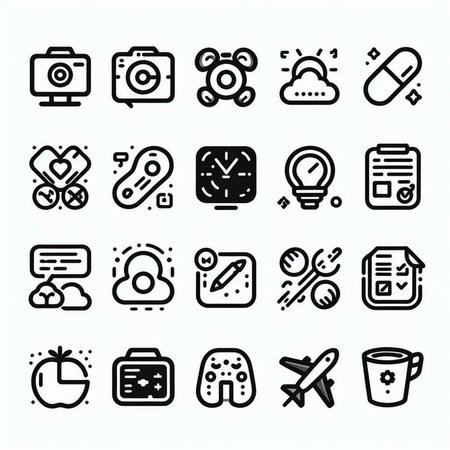 Set of vector line icons and signs for web design and mobile applications