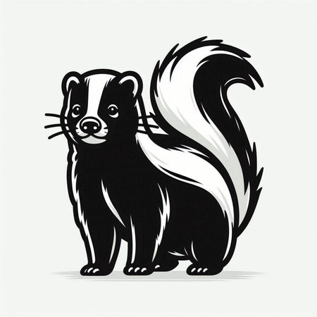 Skunk. Vector illustration on a white background. Black and white.の写真素材