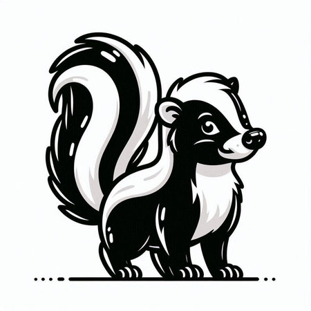 Vector image of a skunk on a white background in a flat styleの写真素材