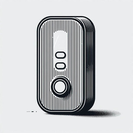 Vector illustration of a modern digital radio in engraving style.