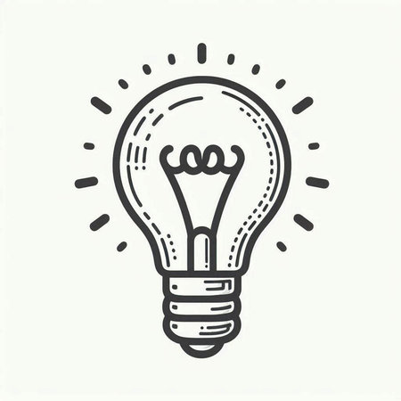 Hand drawn lightbulb. Idea concept. Vector stock illustration.