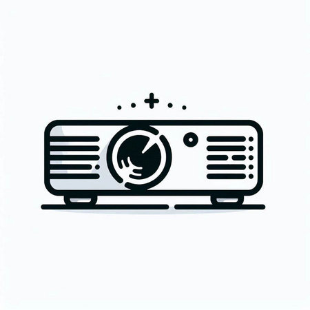 Projector line icon, vector illustration. Flat design style with black outline.