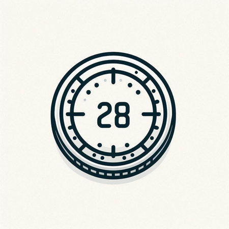 Coin with the date of twenty-eight days. Vector icon.