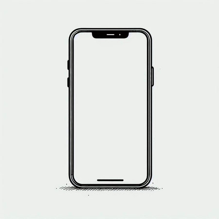 Smartphone with blank screen on a white background. Vector illustration.