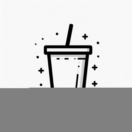 Coffee cup with a straw on a white background. Hand drawn illustration.の写真素材