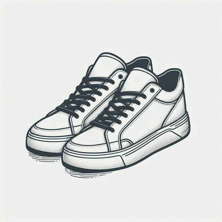 Sneakers. Hand drawn vector illustration. Isolated on white background.の写真素材