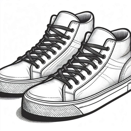 Sneakers on white background. Vector illustration in sketch style.の写真素材
