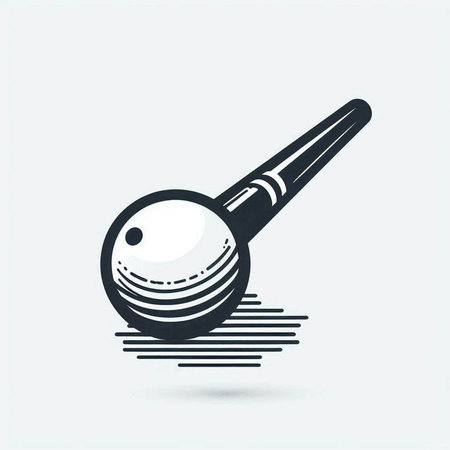 Cricket ball and bat icon. Vector illustration of a cricket ball.