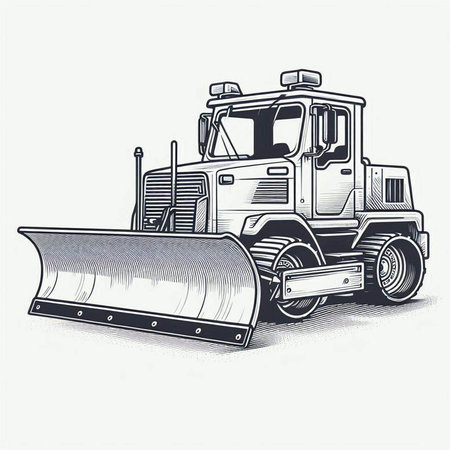 Bulldozer. Vector illustration of a bulldozer. Front view.