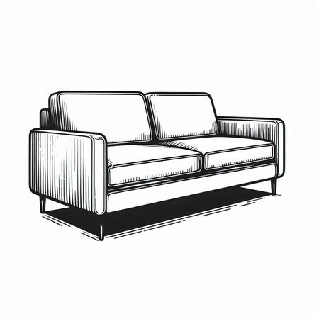 Sofa in sketch style. Vector illustration. Hand drawn.