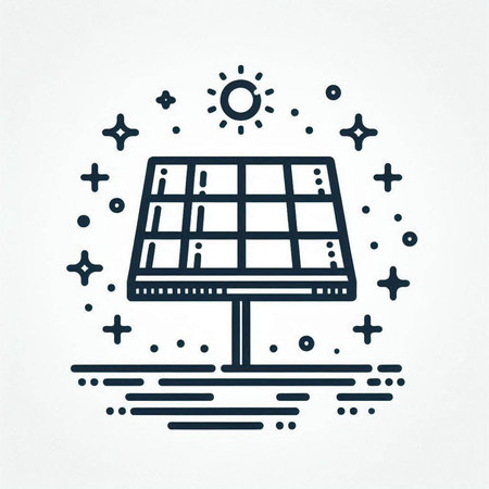 Solar panel icon in linear style. Solar energy vector illustration on white background.