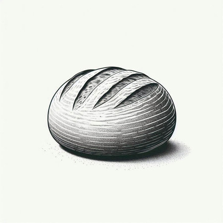 Illustration of a loaf of bread in engraving style.