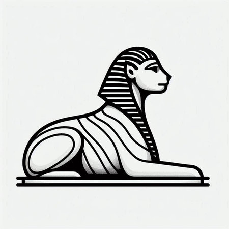 Egyptian Sphinx. Vector illustration of an ancient Egyptian pharaoh.