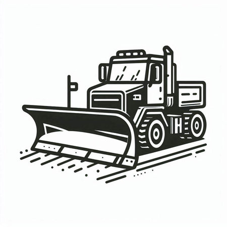Bulldozer, bulldozer, heavy duty construction equipment, vector illustration