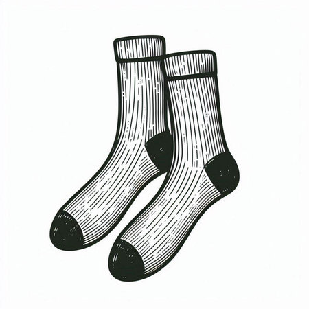 Socks sketch engraving vector illustration. Scratch board imitation. Black and white hand drawn...