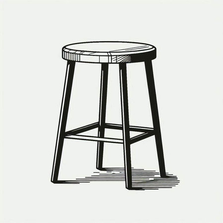 Bar stool in sketch style on a white background. Vector illustration.