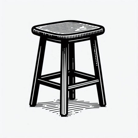 Vintage bar stool in engraving style. Vector illustration.