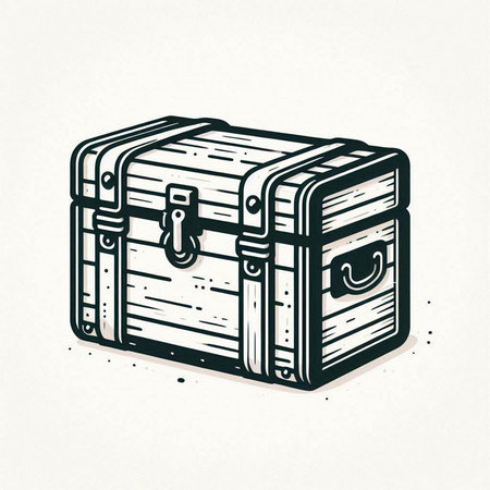 Treasure chest, vintage engraving. Hand drawn vector illustration.