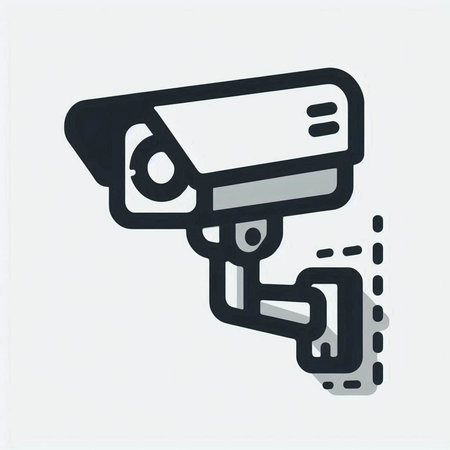 security camera doodle icon, vector illustration, eps10