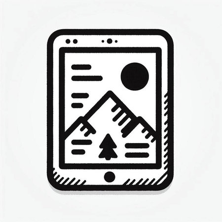 Smartphone icon - vector illustration. Black and white hand drawn icon.