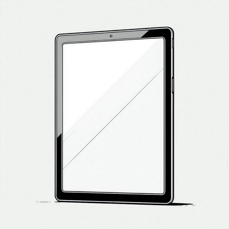 Tablet computer with blank screen isolated on white background. Mock up