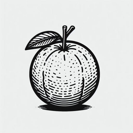 Ripe apple with leaves. Vector hand drawn illustration in sketch style.の写真素材