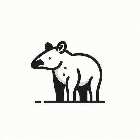 Silhouette of a tapir on a white background. Vector illustration