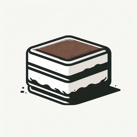 Illustration of a piece of cake on a white background with a shadow
